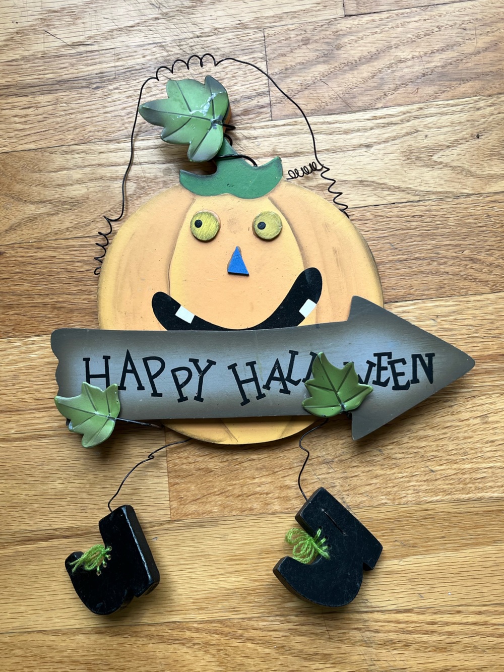Vintage Halloween Wooden Pumpkin Sign